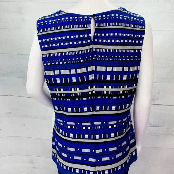 Calvin Klein Womens Pleated Neck Top Jersey Stretch Black Blue Sleeveless Size L - Picture 7 of 8